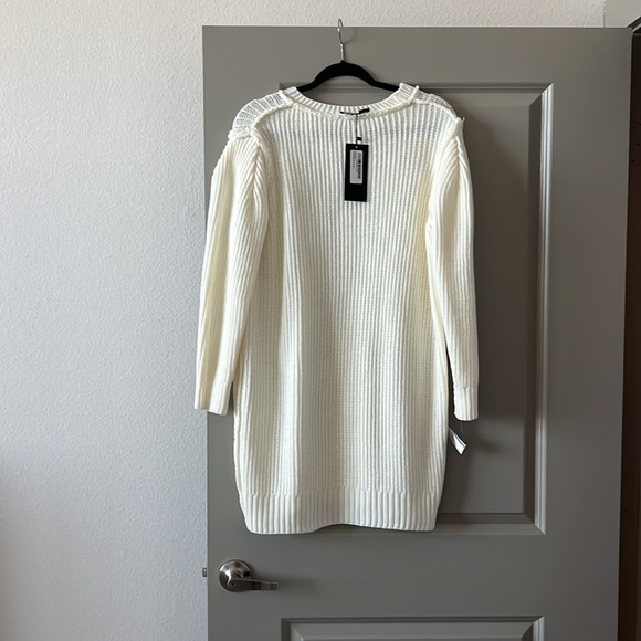Shoulder Padded Jumper Dress (Ivory) - Picture 2 of 4